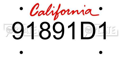 91891D1 California License Plate