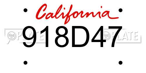 918D47 California License Plate