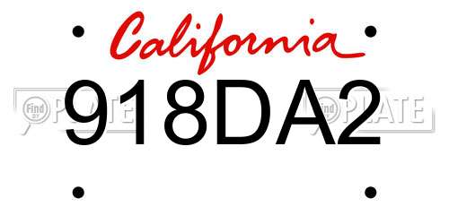 918DA2 California License Plate