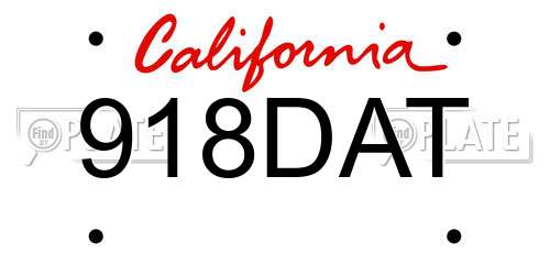 918DAT California License Plate