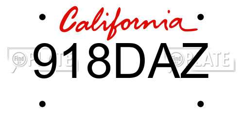 918DAZ California License Plate