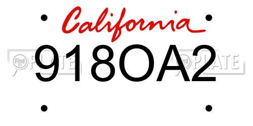 918OA2 California License Plate