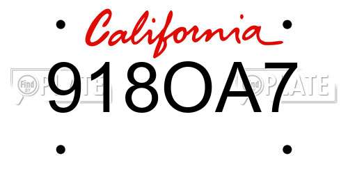 918OA7 California License Plate