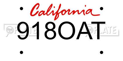 918OAT California License Plate