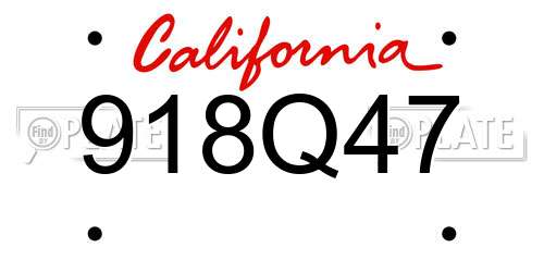 918Q47 California License Plate