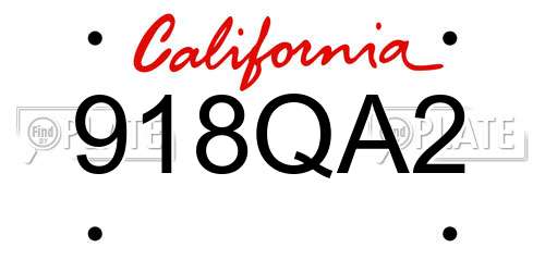 918QA2 California License Plate