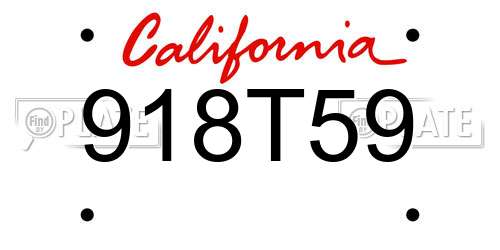 918T59 California License Plate