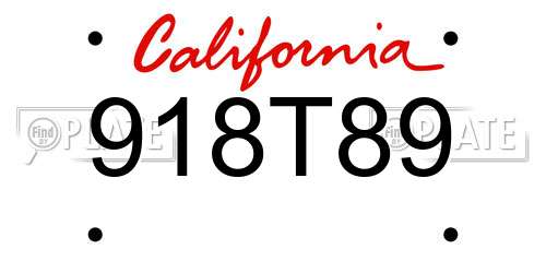 918T89 California License Plate