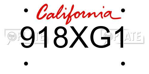 918XG1 California License Plate
