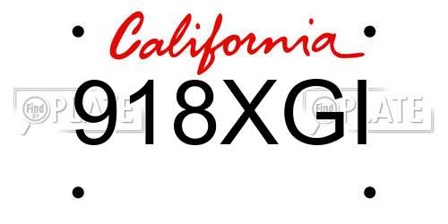 918XGI California License Plate