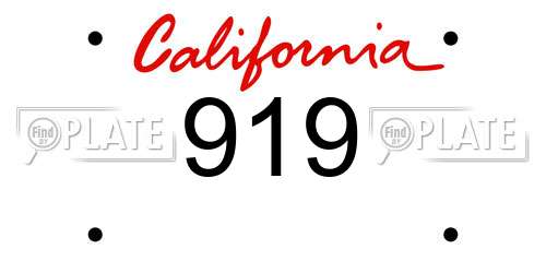 919 California License Plate