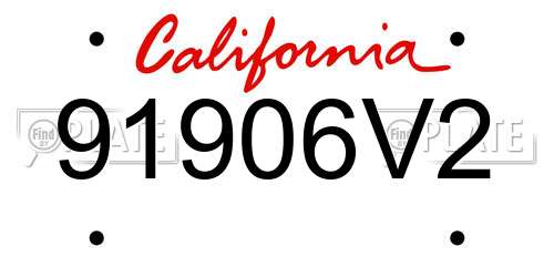 91906V2 California License Plate