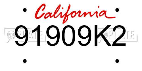91909K2 California License Plate
