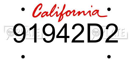 91942D2 California License Plate