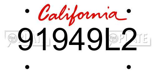 91949L2 California License Plate