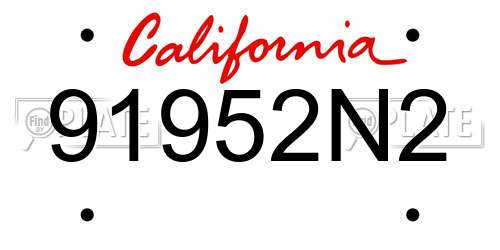 91952N2 California License Plate