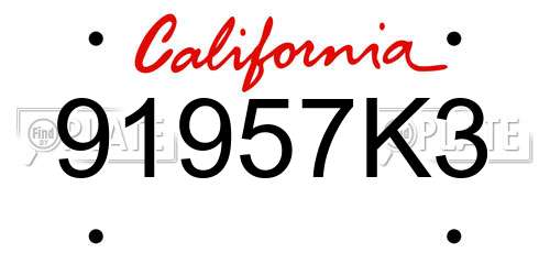 91957K3 California License Plate