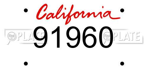 91960 California License Plate