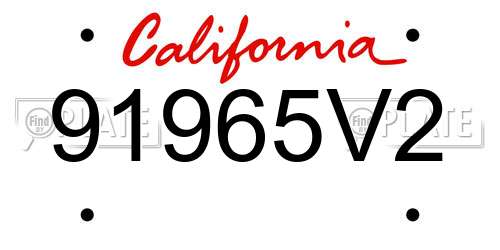 91965V2 California License Plate