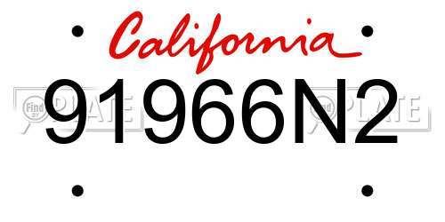 91966N2 California License Plate
