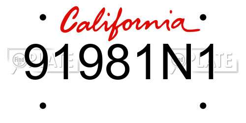 91981N1 California License Plate