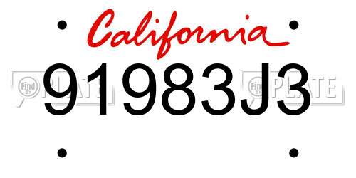 91983J3 California License Plate