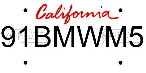 91BMWM5 California License Plate