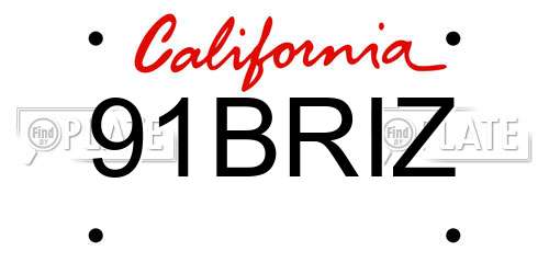 91BRIZ California License Plate