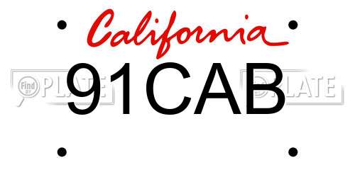 91CAB California License Plate