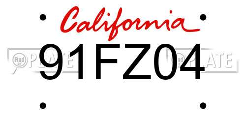 91FZ04 California License Plate