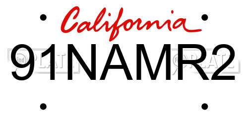 91NAMR2 California License Plate