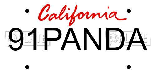 91PANDA California License Plate
