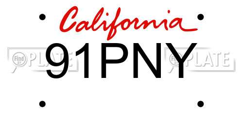 91PNY California License Plate