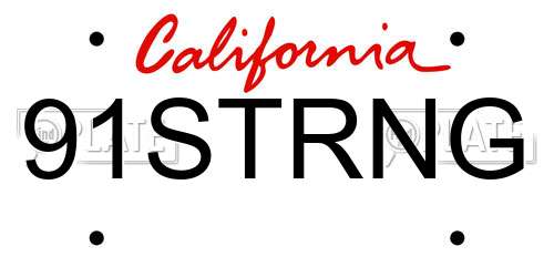 91STRNG California License Plate