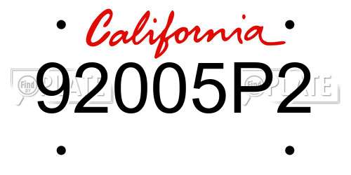92005P2 California License Plate
