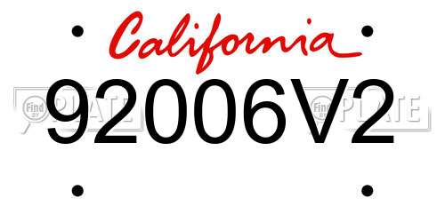 92006V2 California License Plate