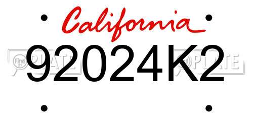 92024K2 California License Plate