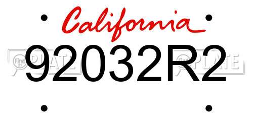 92032R2 California License Plate
