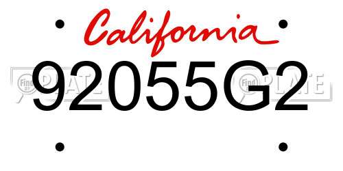 92055G2 California License Plate