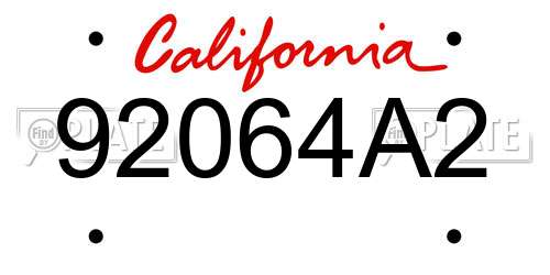 92064A2 California License Plate