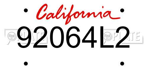 92064L2 California License Plate