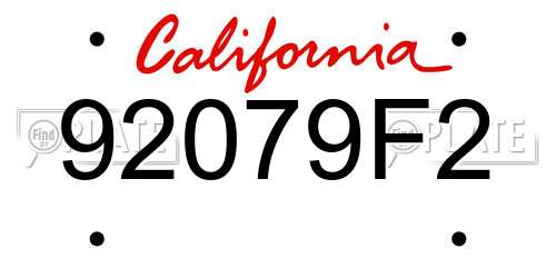 92079F2 California License Plate