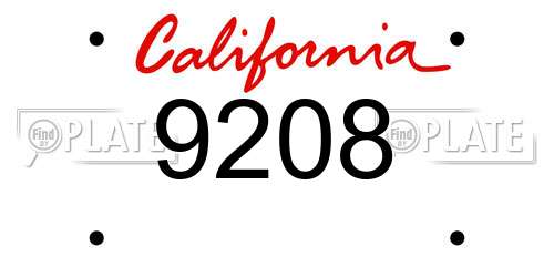 9208 California License Plate