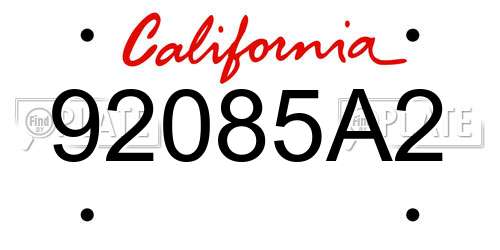 92085A2 California License Plate
