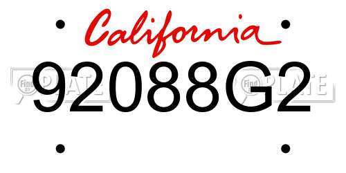 92088G2 California License Plate