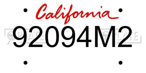 92094M2 California License Plate