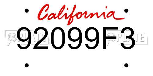 92099F3 California License Plate