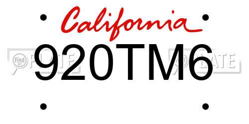 920TM6 California License Plate