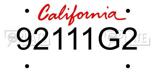 92111G2 California License Plate