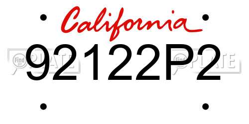 92122P2 California License Plate